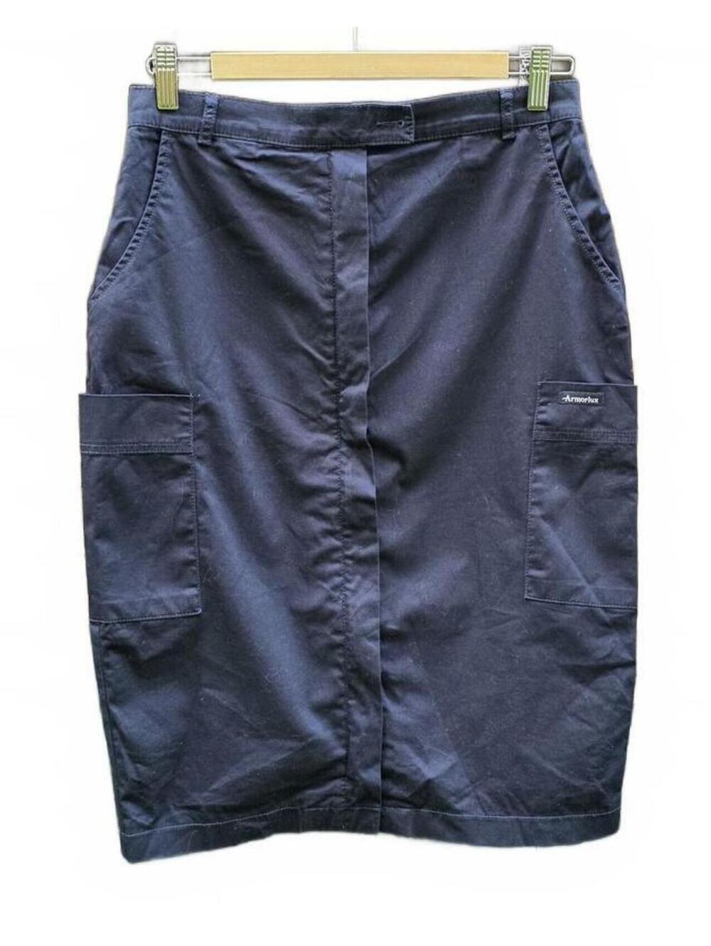 Armor_Lux Cargo Midi Skirt Black Size 38 Full Zip Utility 98% Cotton
